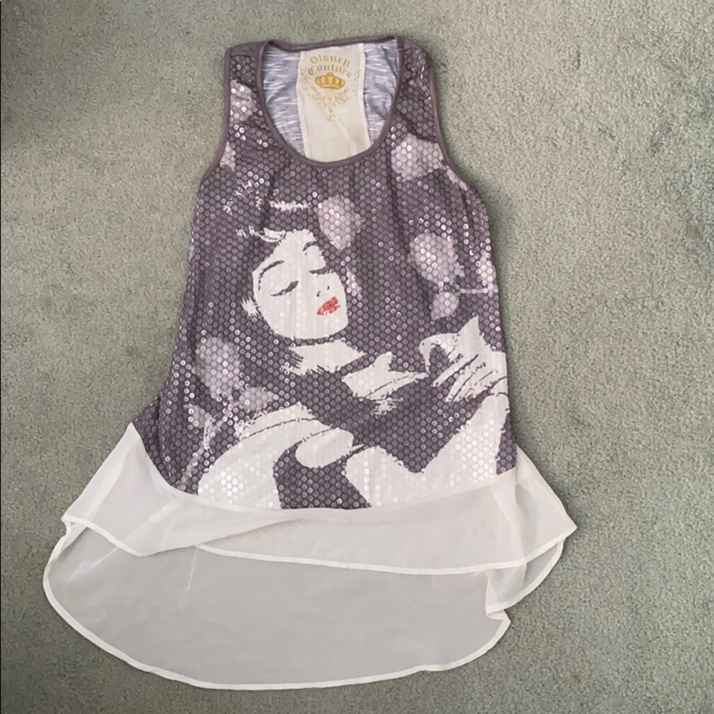 Disney sleeping beauty sequin gray tank top